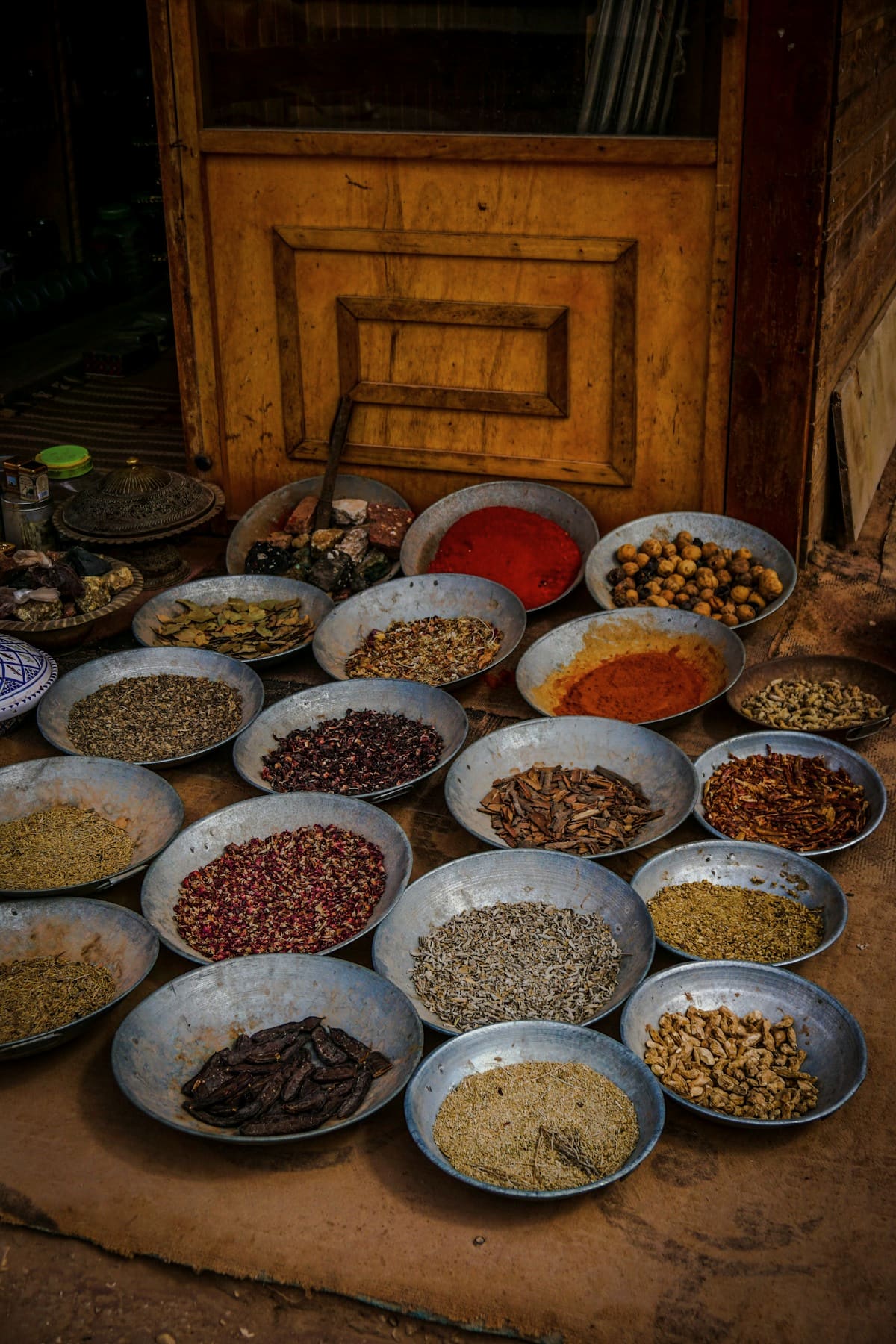 Whole spices on wood